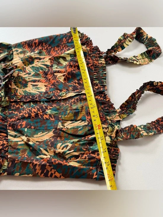 Ulla Johnson Alexandra Cropped Printed Cotton Poplin Top Women size S/M Corset - Picture 9 of 10